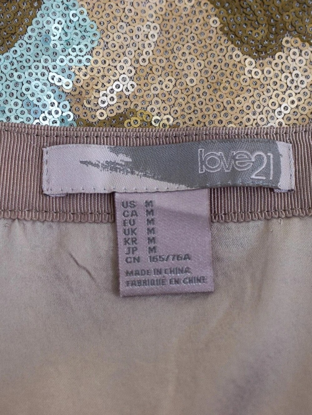 NWT Sequin Mini Skirt Size M Floral Metallic Gold Bronze Blue Retro Fall Glam - Picture 5 of 6